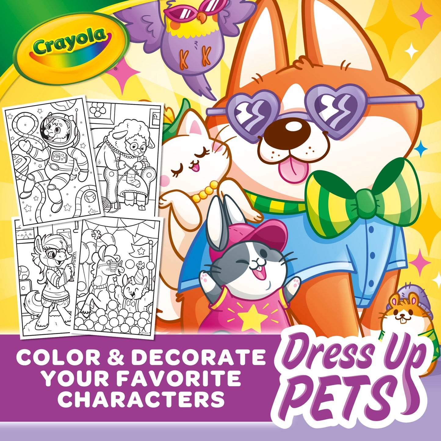 Dress up Pets, 48 Page Coloring Book, Gift for Kids