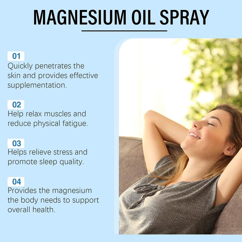 60Ml 100% Pure Magnesium Oil Spray Non-Gmo Relieve Muscle Body Pain Smoothes&Softens Skin for Better Sleep Quality