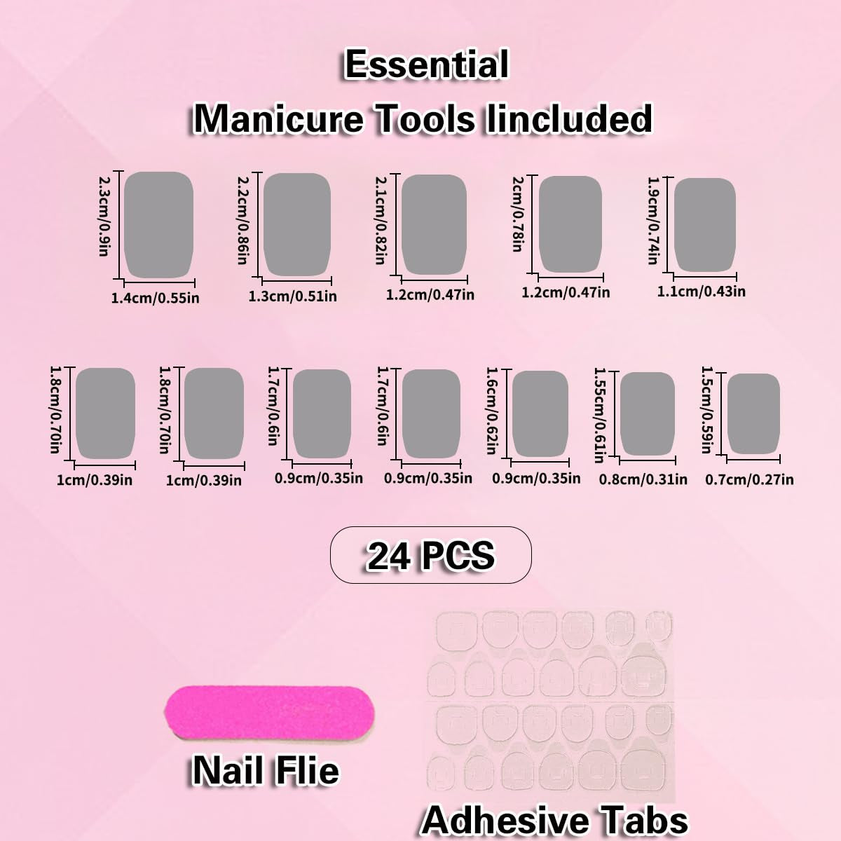 French Tip Press on Nails Square Short Medium Black Pink Fake Nails Women Cute Fantasy Glue on Nails Acrylic Gel Stick on Nails Classy False Nails Wedding Birthday