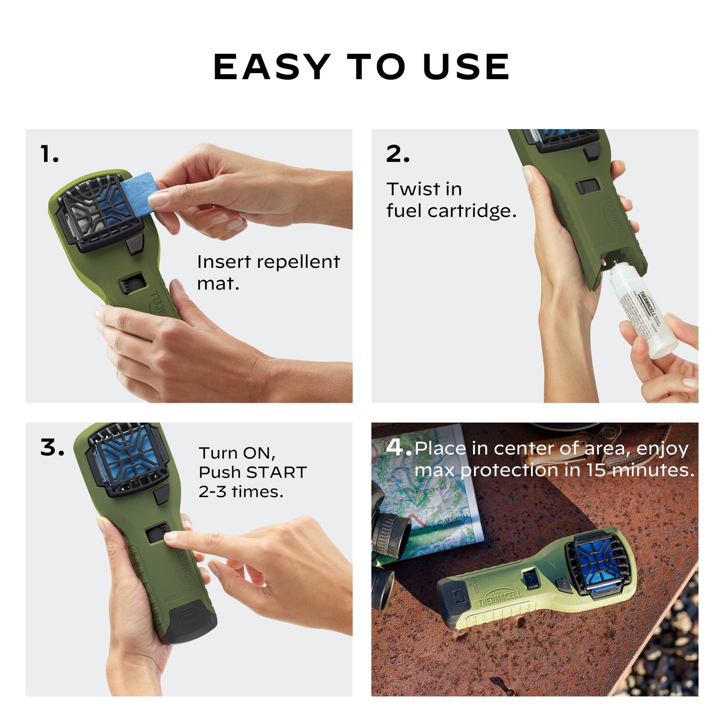 Portable Adventure MR300 Mosquito Repellent with 12 Hours of Mosquito Protection, Olive