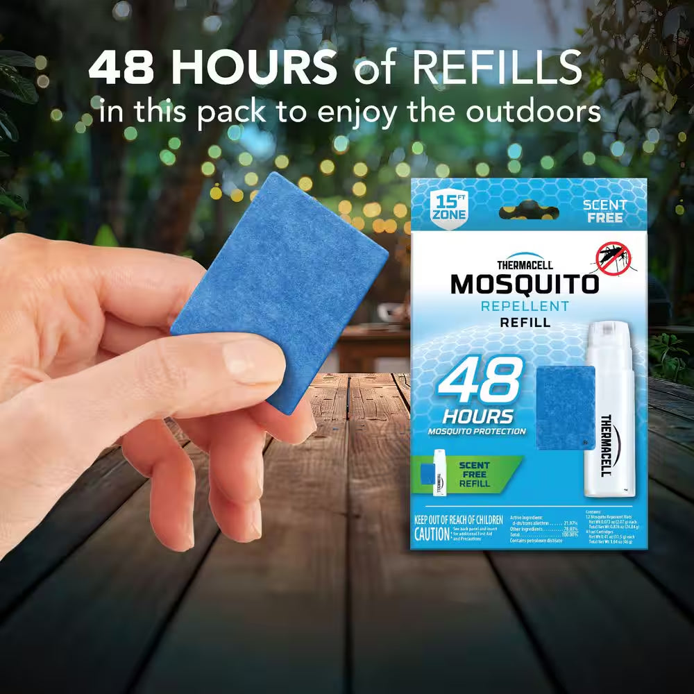 Outdoor Mosquito Repellent Refills 48-Hour and 15 Ft. Coverage and Deet Free (4-Count)