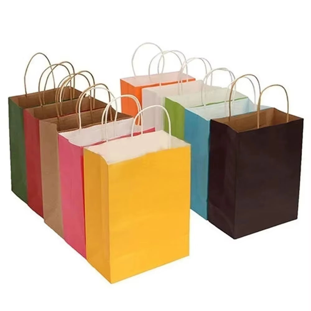 1/10Pcs Kraft Paper Gift Bag with Handles Paper Boxes for Packaging Gifts Christmas Gift Box Gift Box Packaging Gift Bag