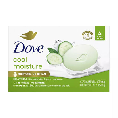 Dove Beauty Cool Moisture Beauty Bar Soap - Cucumber & Green Tea - 3.75Oz Each