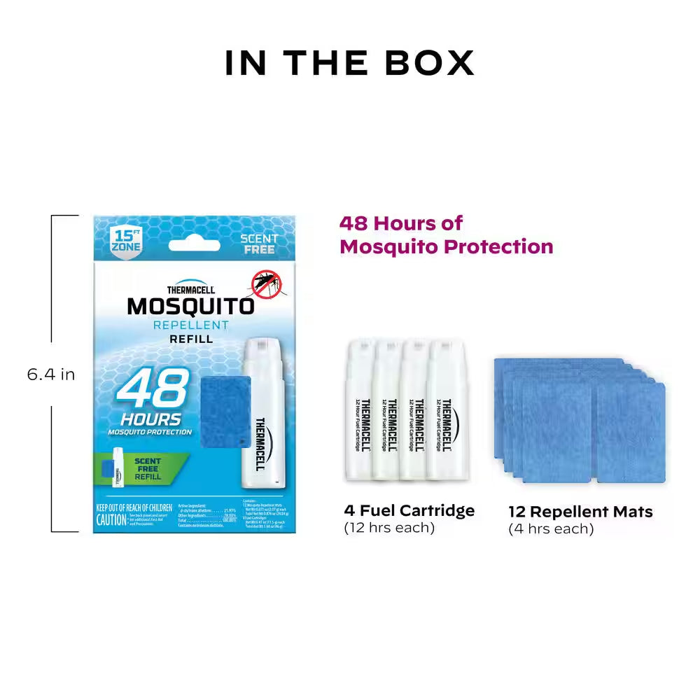 Outdoor Mosquito Repellent Refills 48-Hour and 15 Ft. Coverage and Deet Free (4-Count)