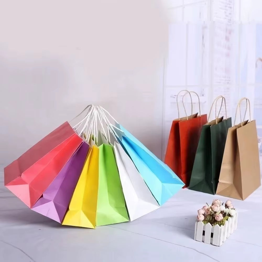 1/10Pcs Kraft Paper Gift Bag with Handles Paper Boxes for Packaging Gifts Christmas Gift Box Gift Box Packaging Gift Bag