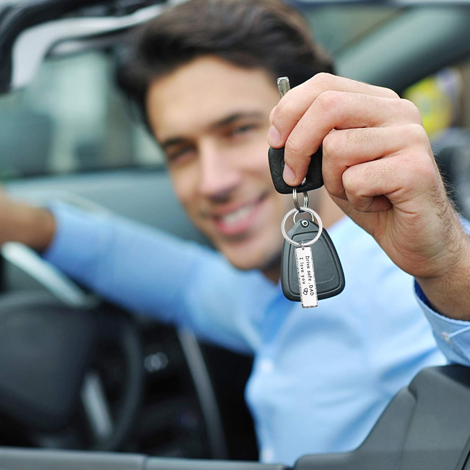 Keychains for Mom, Dad Gift from Brother Daughter Son, Drive Safe Keychain Gift for Women Family Jewelry