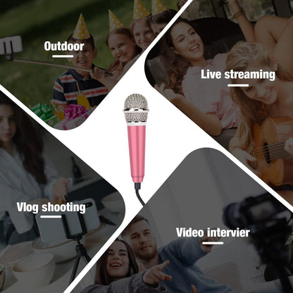 Mini Microphone - Portable Vocal ASMR for Voice Recording, Chatting, Singing on Iphone, Android, Laptop, Notebook (Pink)