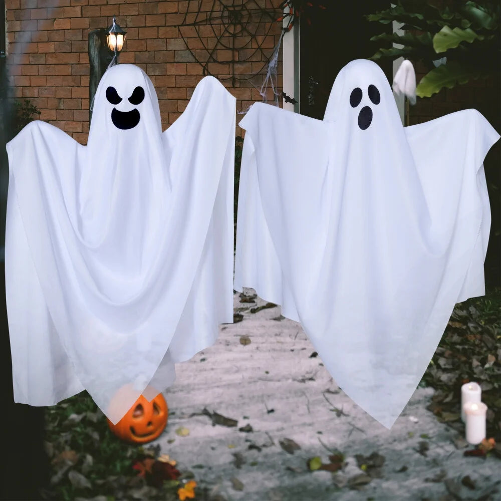 2 Packs Hanging Ghost Halloween Decorations Outdoor,27.5" Cute Flying Ghosts Outdoor Hanging Halloween Decorations Yard Decorations
