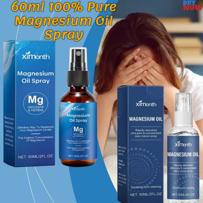 60Ml 100% Pure Magnesium Oil Spray Non-Gmo Relieve Muscle Body Pain Smoothes&Softens Skin for Better Sleep Quality