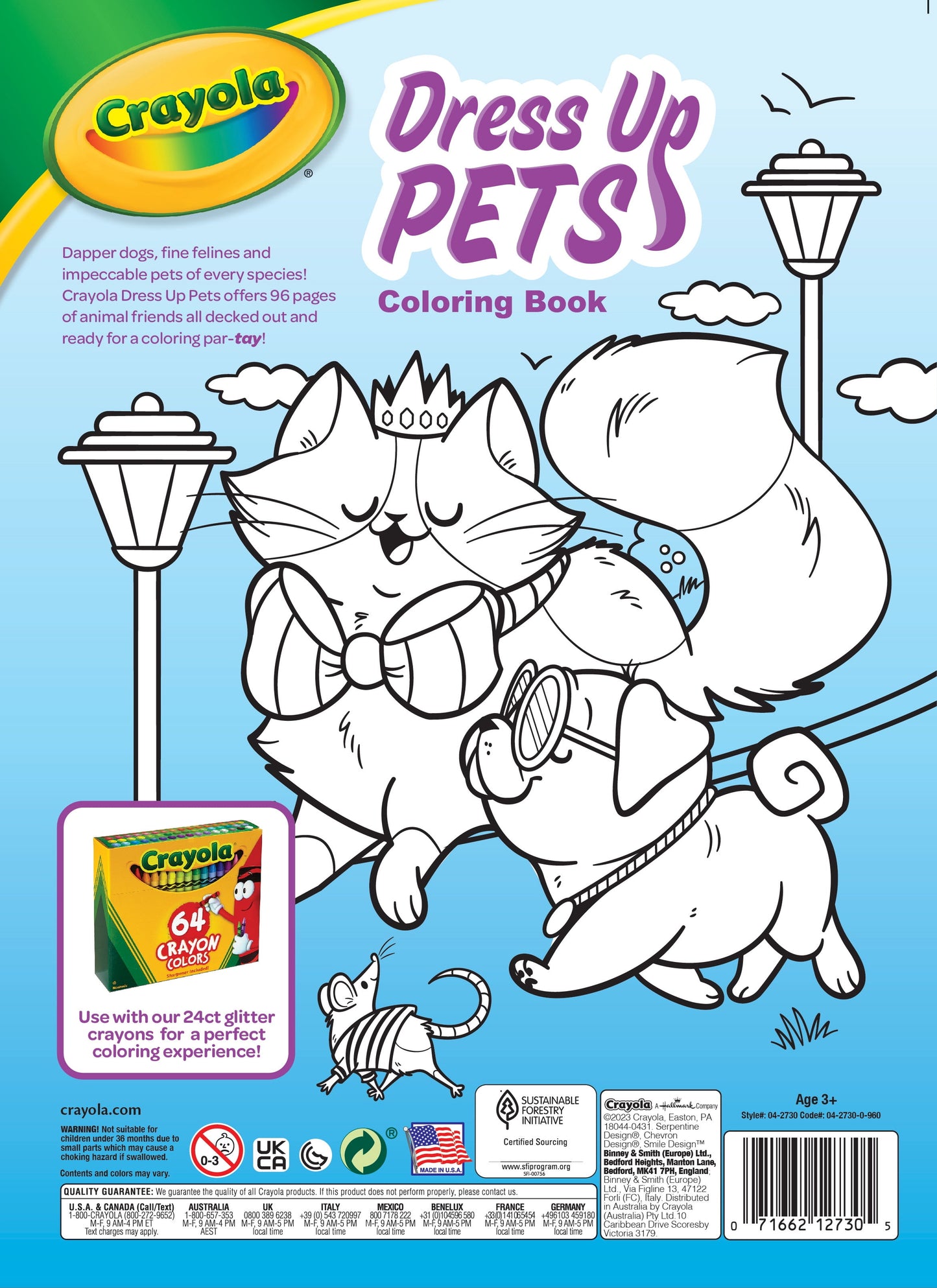 Dress up Pets, 48 Page Coloring Book, Gift for Kids