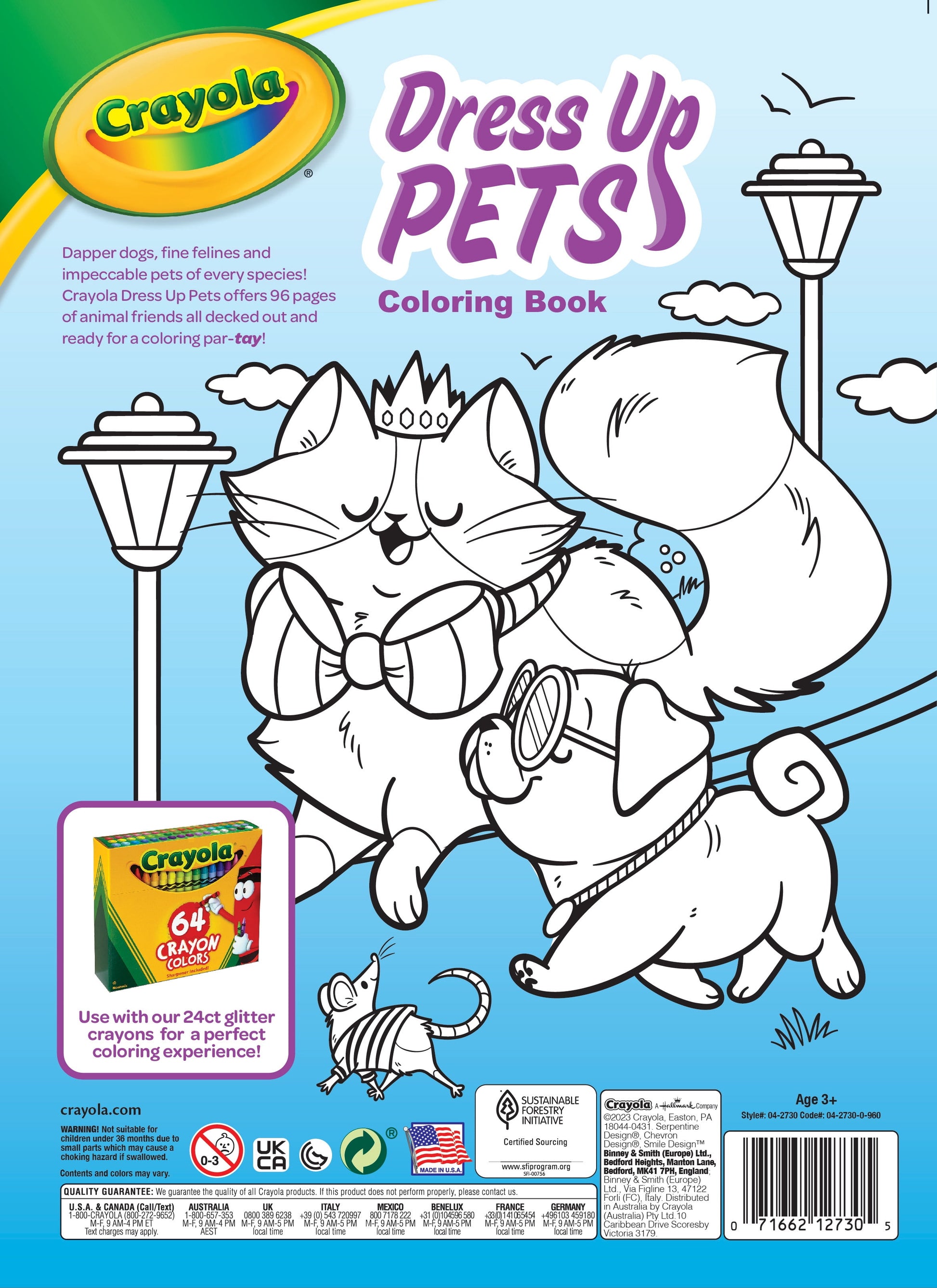 Dress up Pets, 48 Page Coloring Book, Gift for Kids